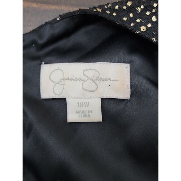 Jessica Simpson Shiny Midi Dress Event Sleeveless V Neck Back Zipper Size 18W - Picture 5 of 9